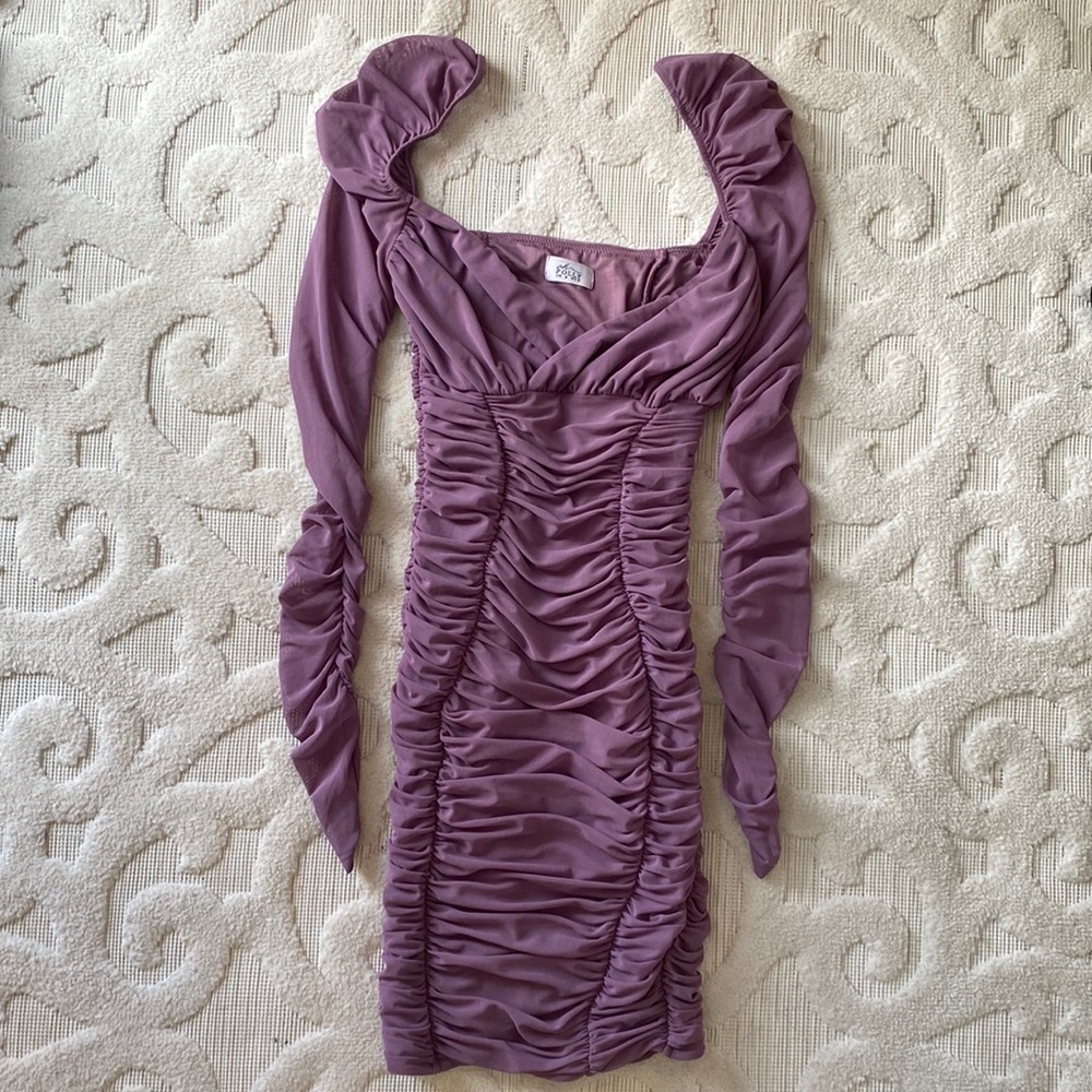Oh Polly Chiffon Bodycon Dress - Purple